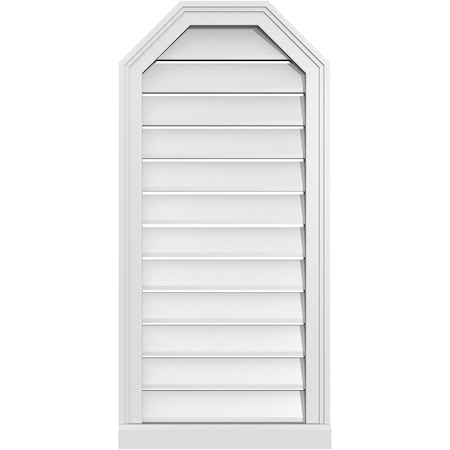 Ekena Millwork Octagonal Top Surface Mount PVC Gable Vent w/ 2"W x 2"P Brickmould Sill Frame, 18"W x 38"H GVPOT18X3803SF